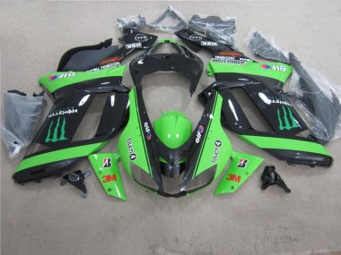 Grün Schwarz 3M Monster Kawasaki ZX6R 07-08 Verkleidungen