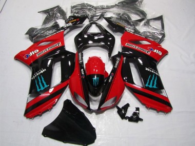 Rot Schwarz Monster Kawasaki ZX6R 07-08 Verkleidungen