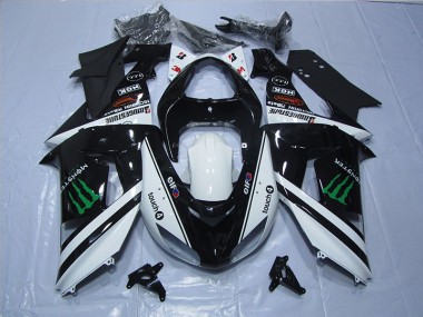 Schwarz Weißes Monster Touch4 Kawasaki ZX6R 07-08 Verkleidungen